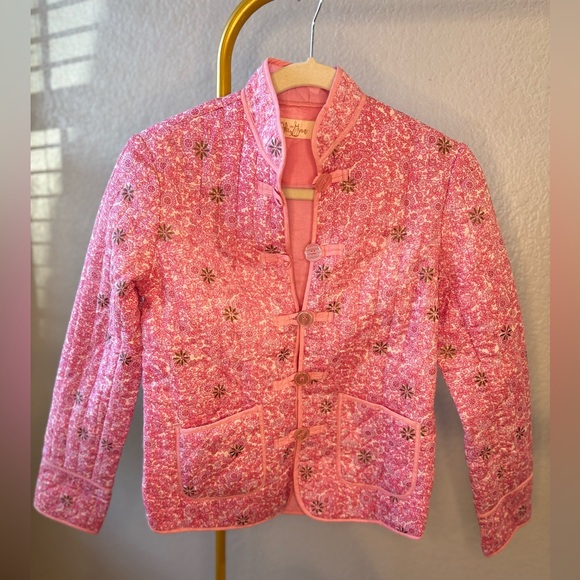 Fox In Gown Jackets & Blazers - Pink Floral Women's Quilted Jacket